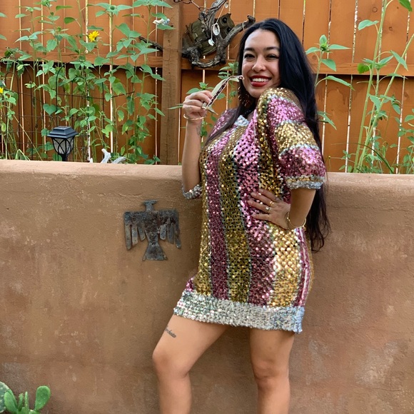 Lilli Diamond of California Vintage 1970s Sequin Disco Mini Dress - Picture 5 of 13